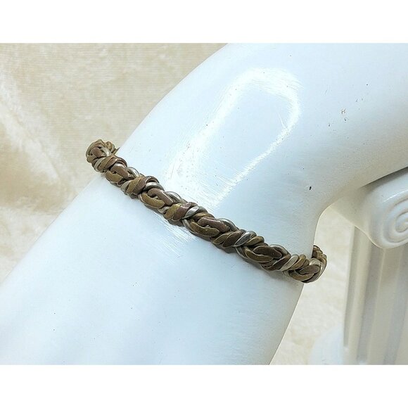 Vintage Hand Crafted Twisted Brass and Aluminum Cuff Bracelet - Picture 2 of 3